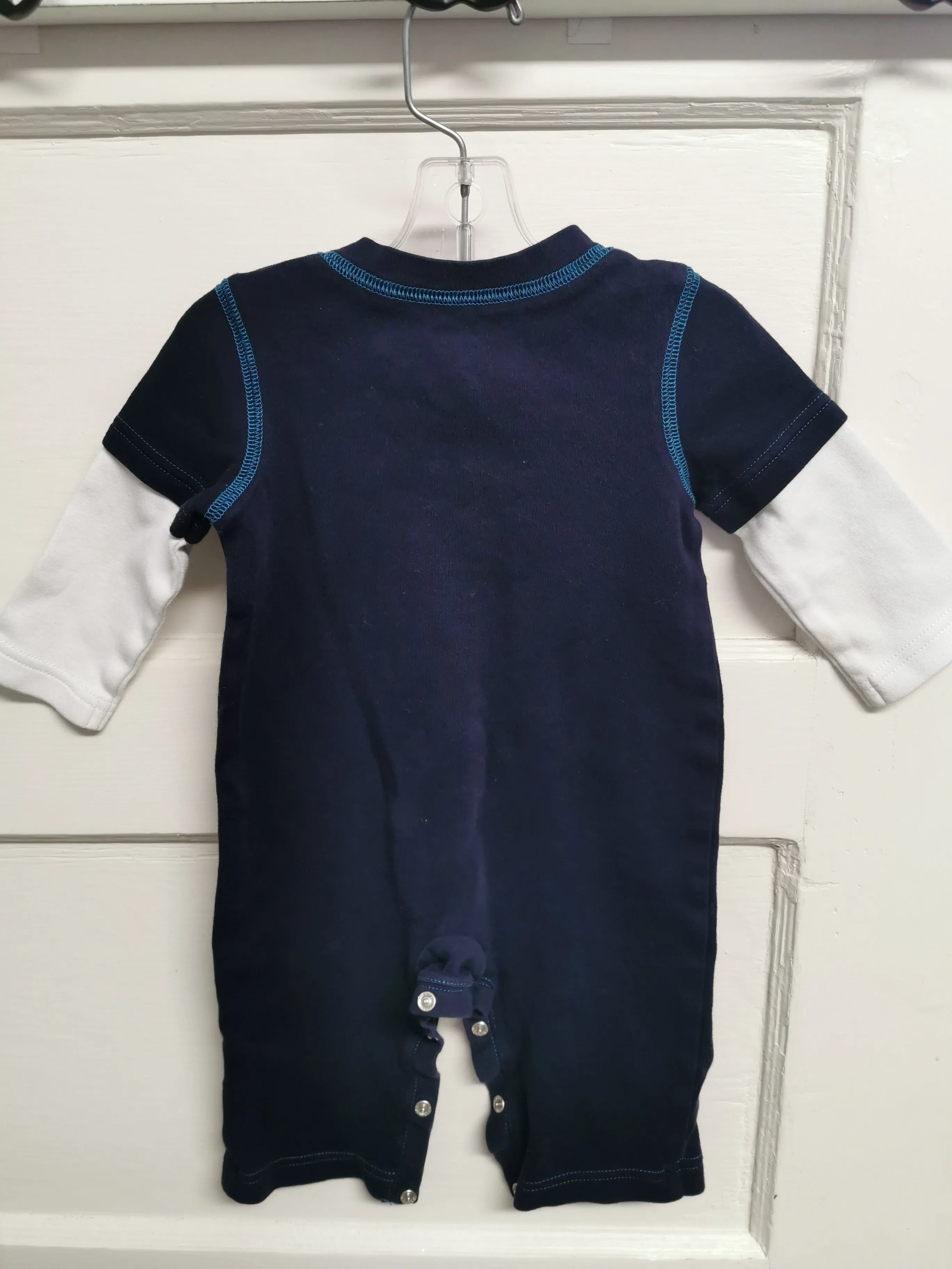 BABY BOY SIZE 6/12 MONTHS - GYMBOREE, Long-sleeved, Cotton Romper EUC B50