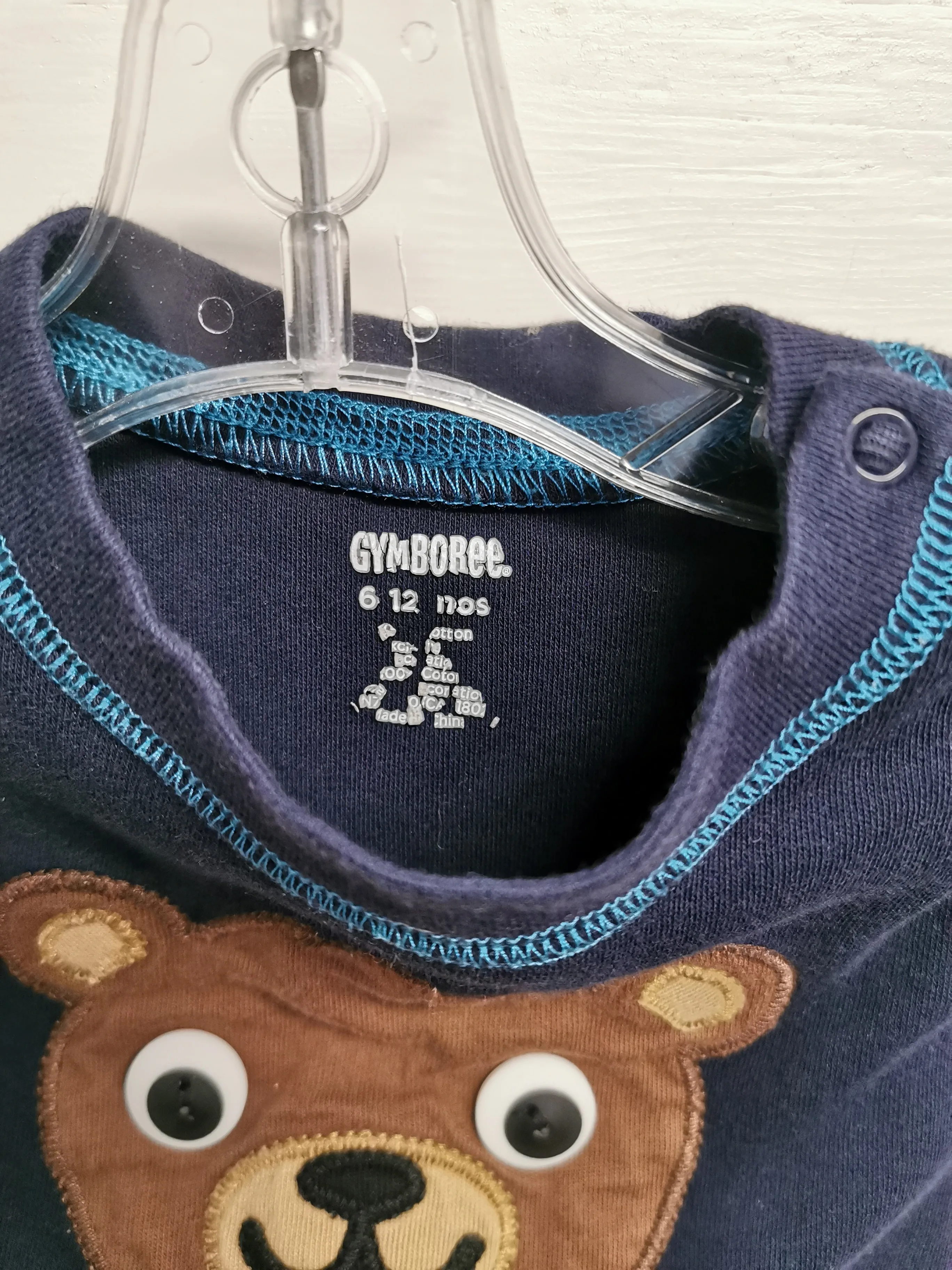 BABY BOY SIZE 6/12 MONTHS - GYMBOREE, Long-sleeved, Cotton Romper EUC B50