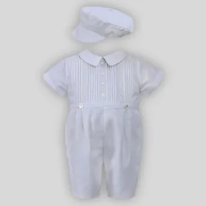 Baby Boy White Romper with matching hat - Christening - Sarah Louise C3003