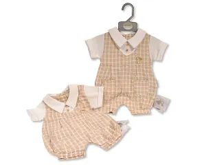 Baby Boys Chequered Romper with Pockets - Bunny (NB-6m) (PK6) BIS-2120-6310