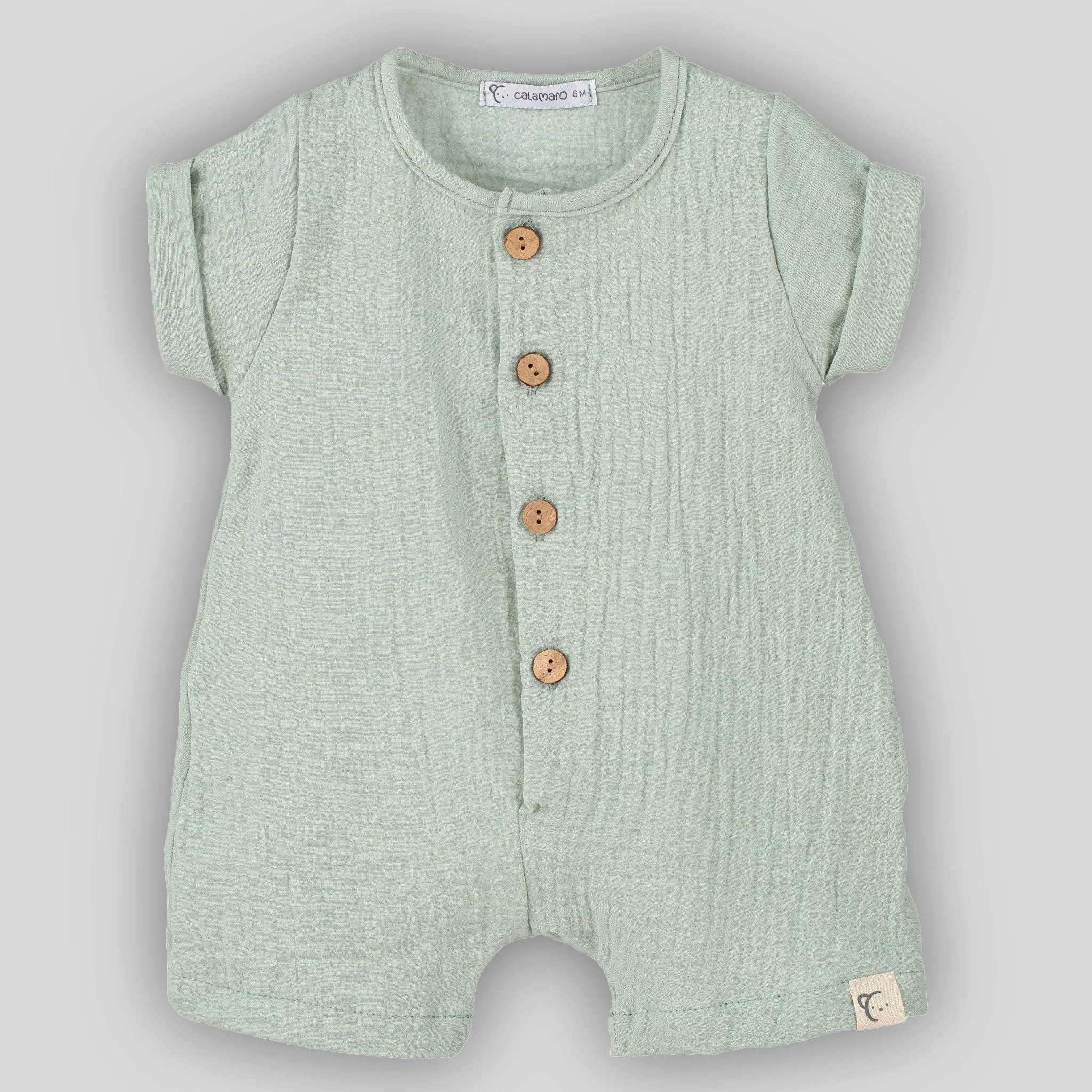 Baby Boys Cotton Sage Romper - Calamaro 32443