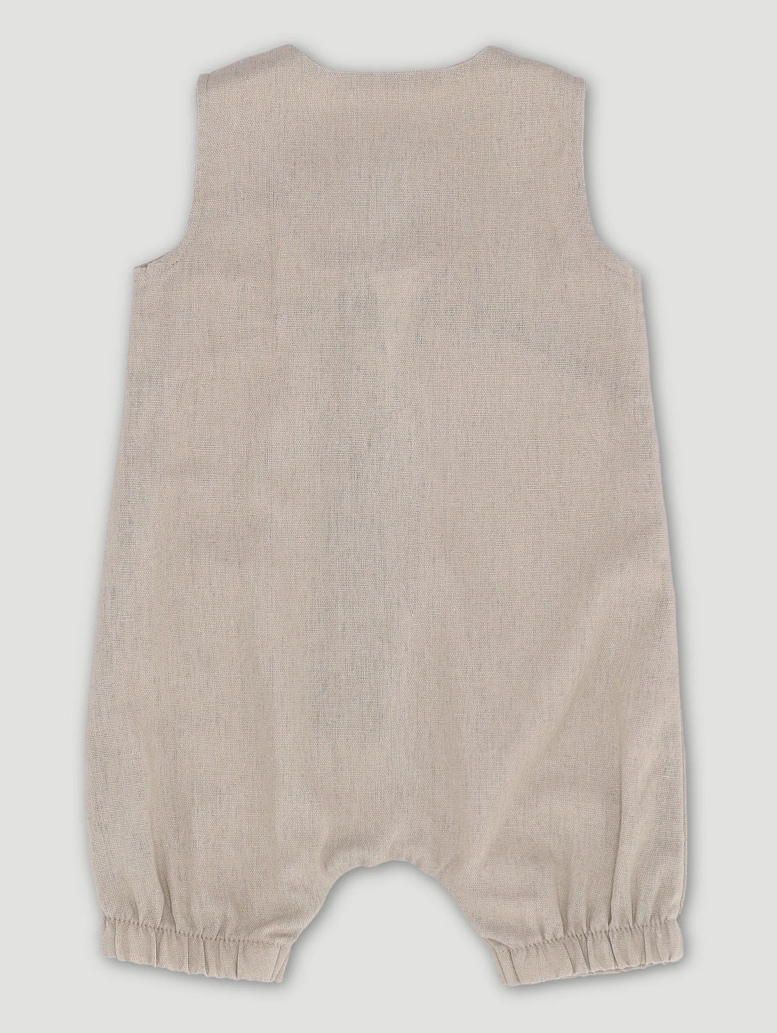 Baby Boys Printed Seersucker Linen Romper - Beige