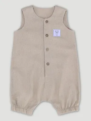 Baby Boys Printed Seersucker Linen Romper - Beige