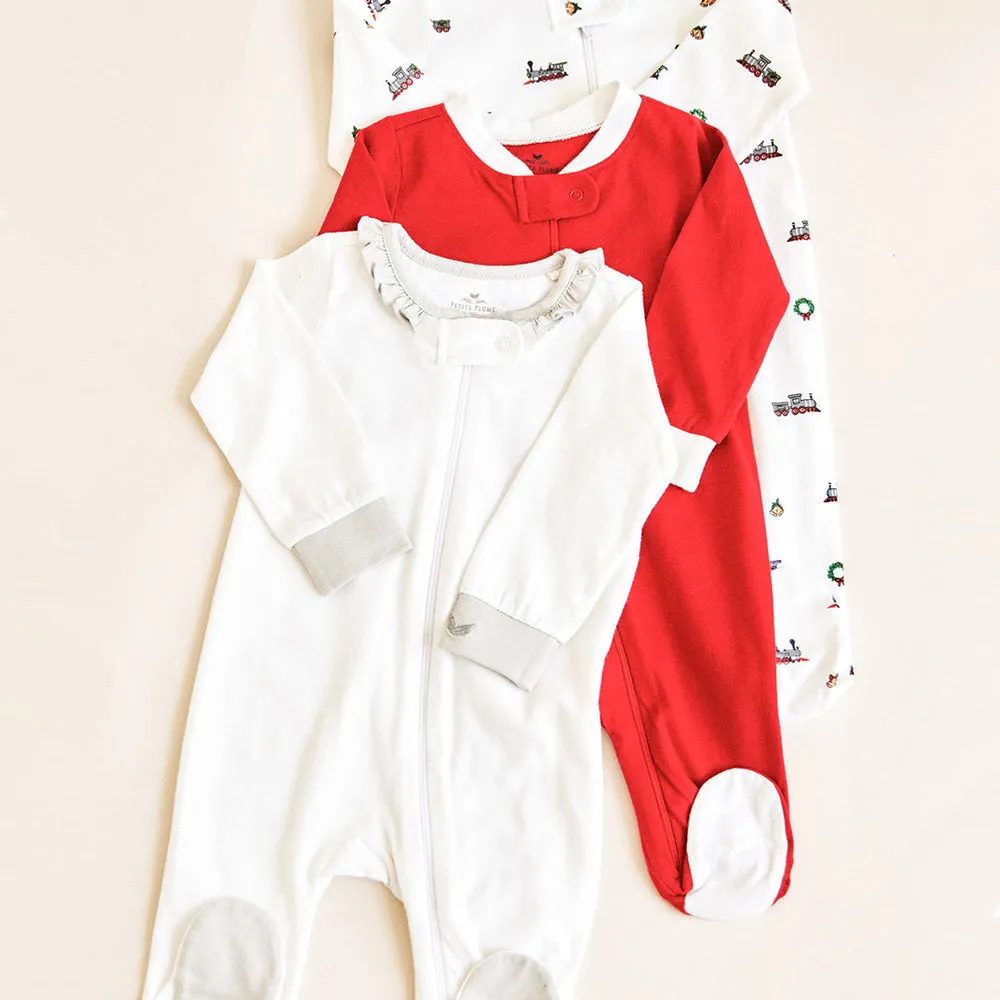 Baby Classic Knit Romper | Red & White