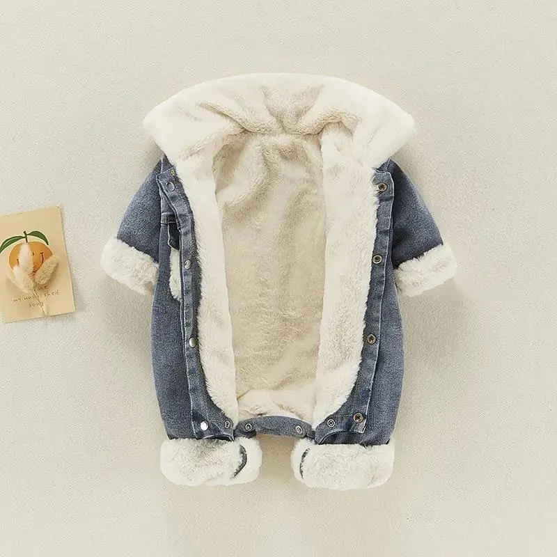 Baby Cowboy Bodysuit Autumn and Winter New Baby Handsome Cute Clothes Early Winter Plush Ha Clothes Go Out To Hold Clothes
