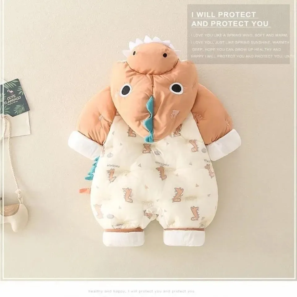 Baby Down Padded Jumpsuits for Men and Women, Baby Winter Outing Clothes Plus Velvet Padded Outer Clothes, Cute and Warm