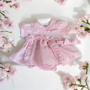Baby Dress with Bows, Smocking and Lace