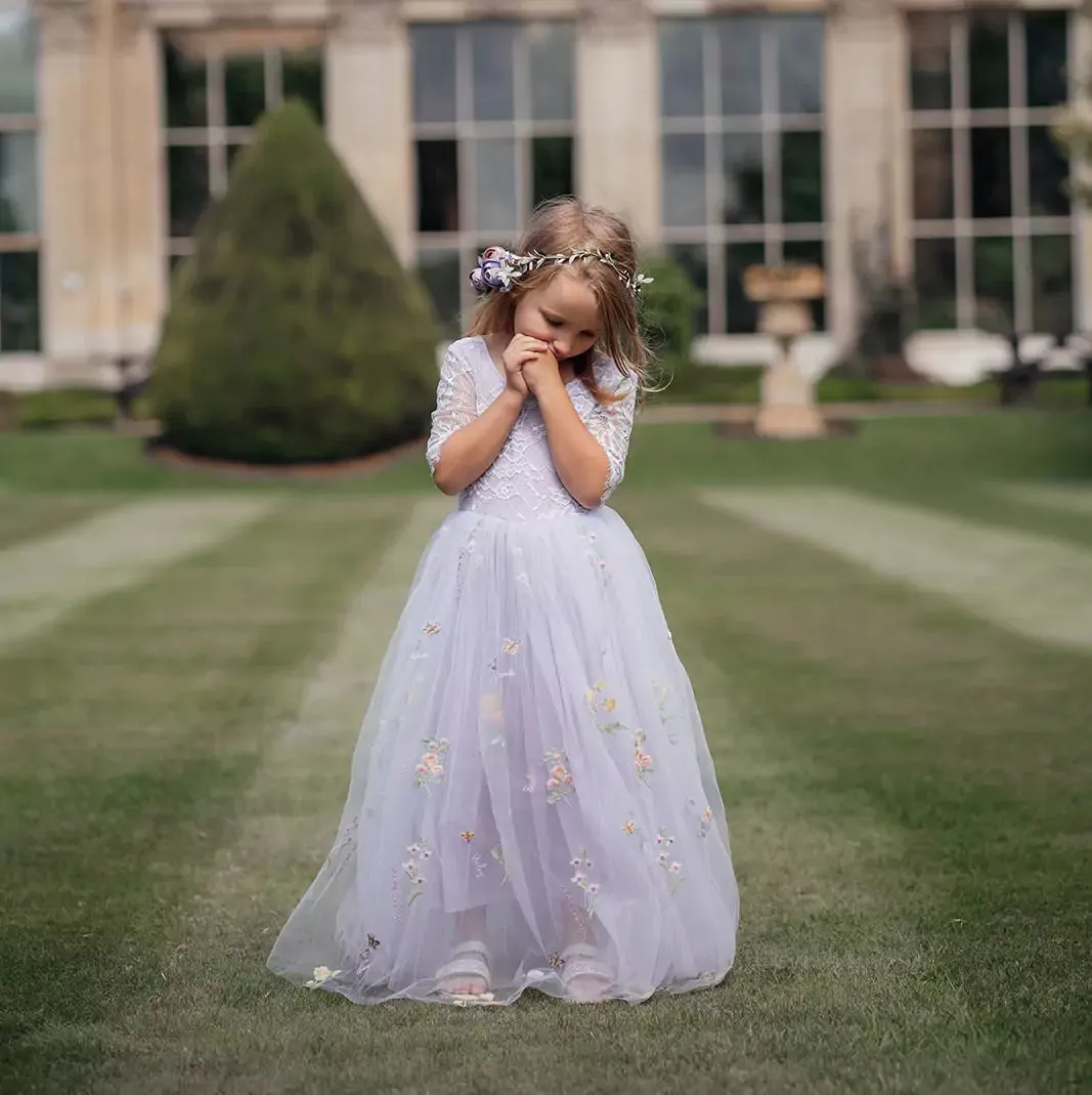 Baby Enchanted Dress - Embroidered Lilac Lace