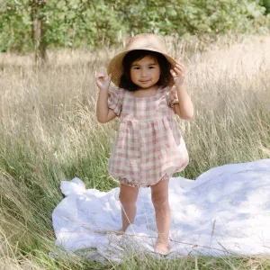 Baby Girl Marbles Rose Check Print Rompers