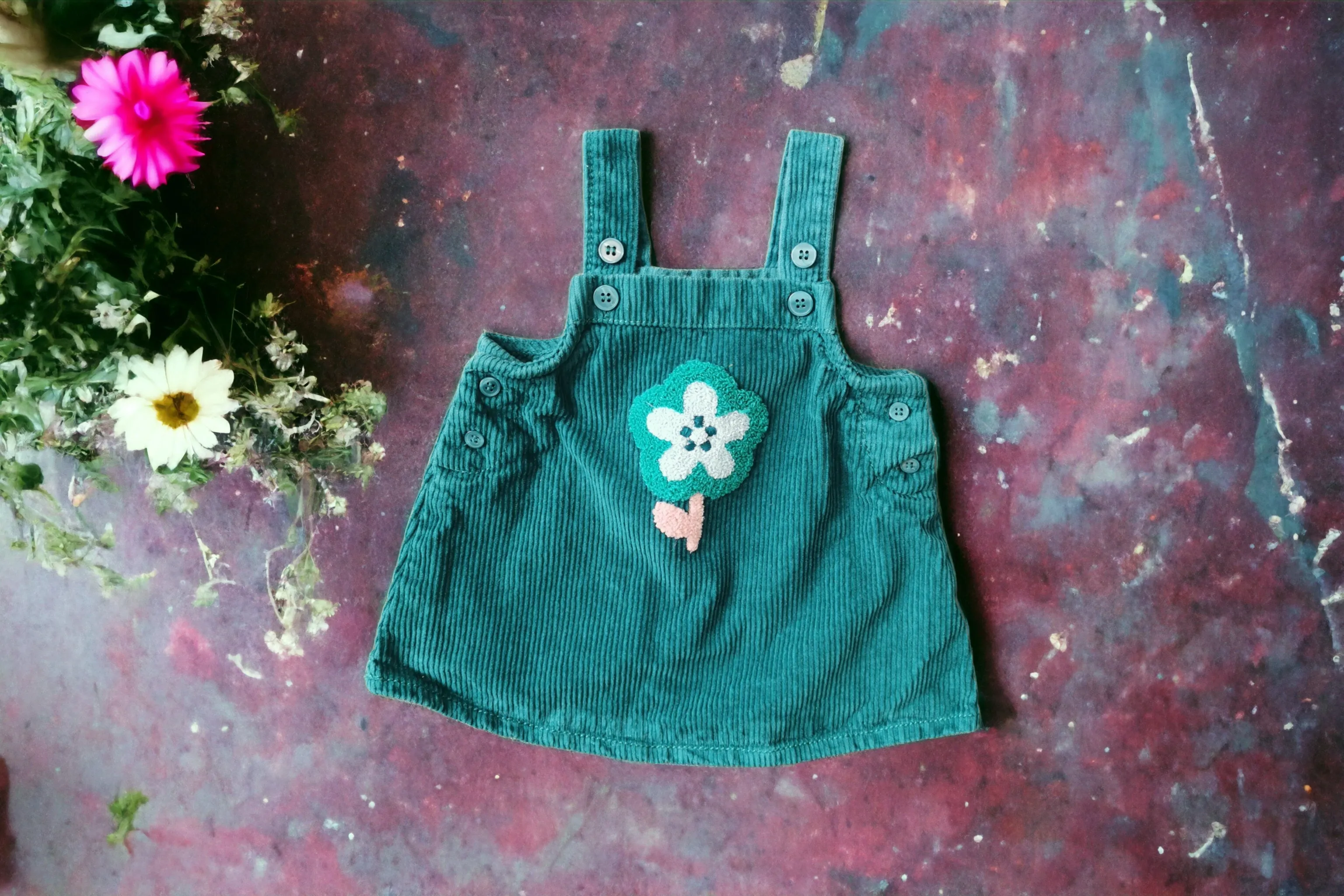BABY GIRL SIZE 0/3 MONTHS - NEXT BABY, (UK Brand) Corduroy Overall Dress EUC B38