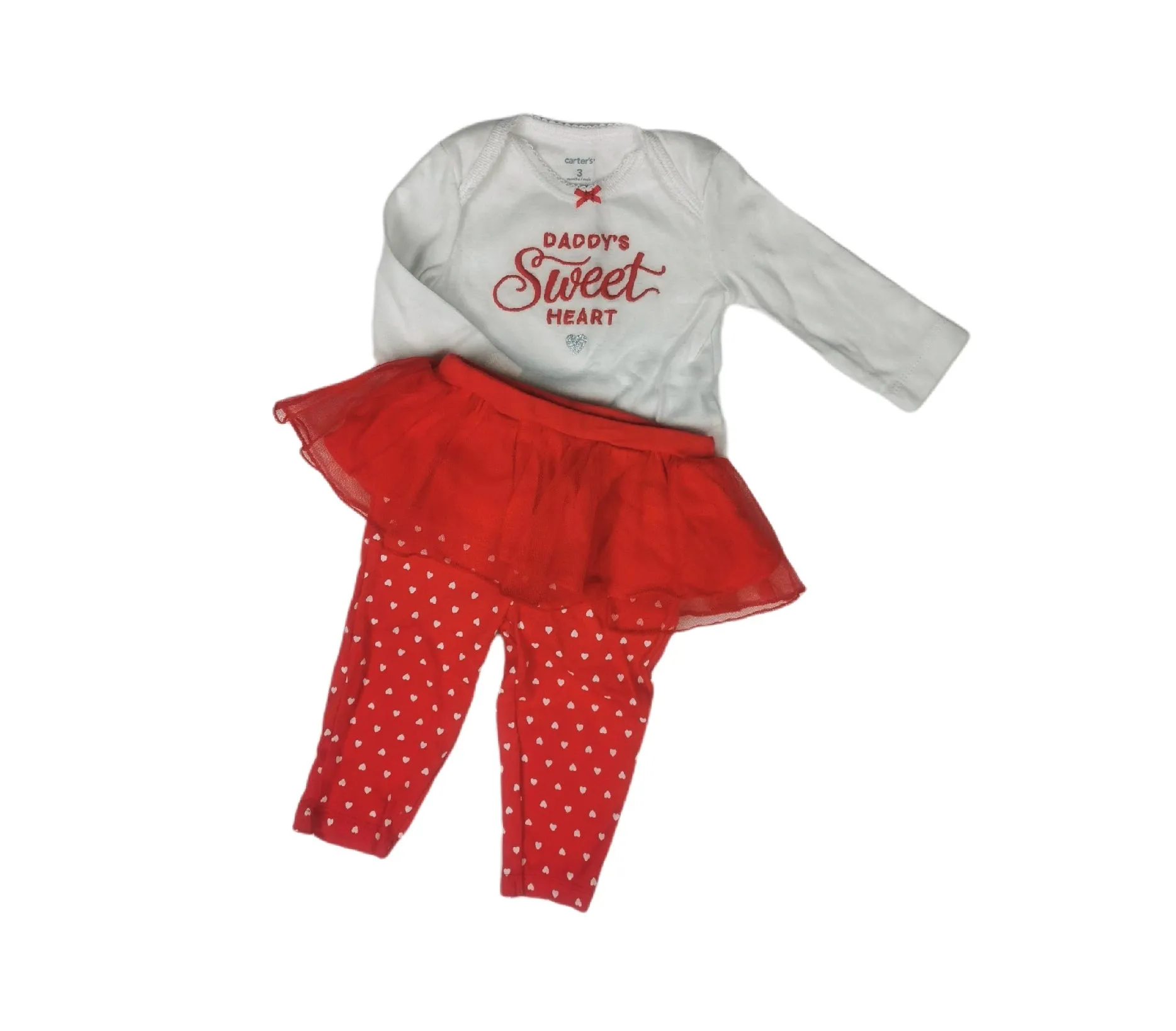 BABY GIRL SIZE 3 MONTHS - CARTER'S, 2 Piece Matching Graphic Tutu Outfit GUC B21