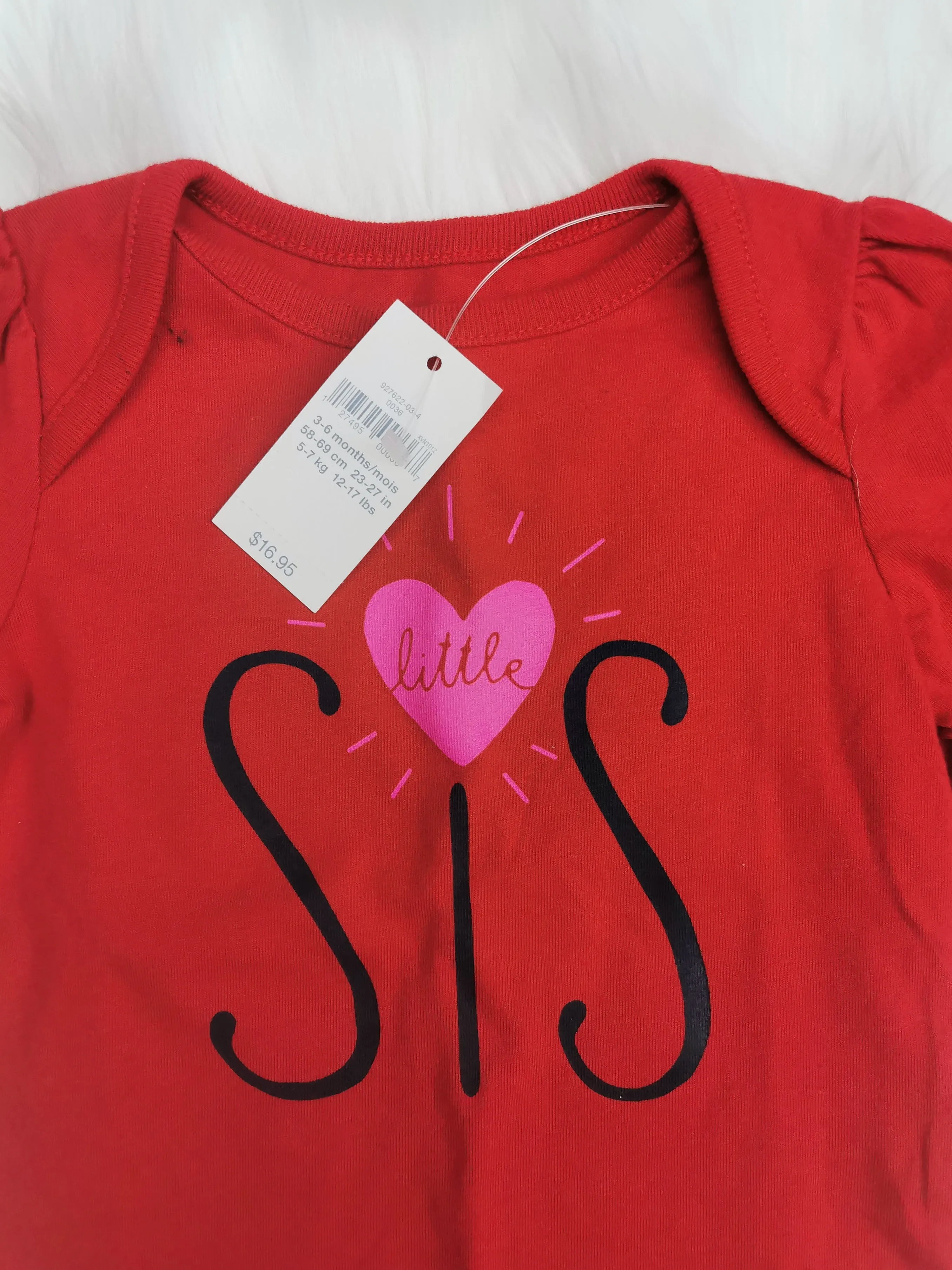BABY GIRL SIZE 3/6 MONTHS - Baby GAP, Little Sis, Graphic Onesie NWT B54
