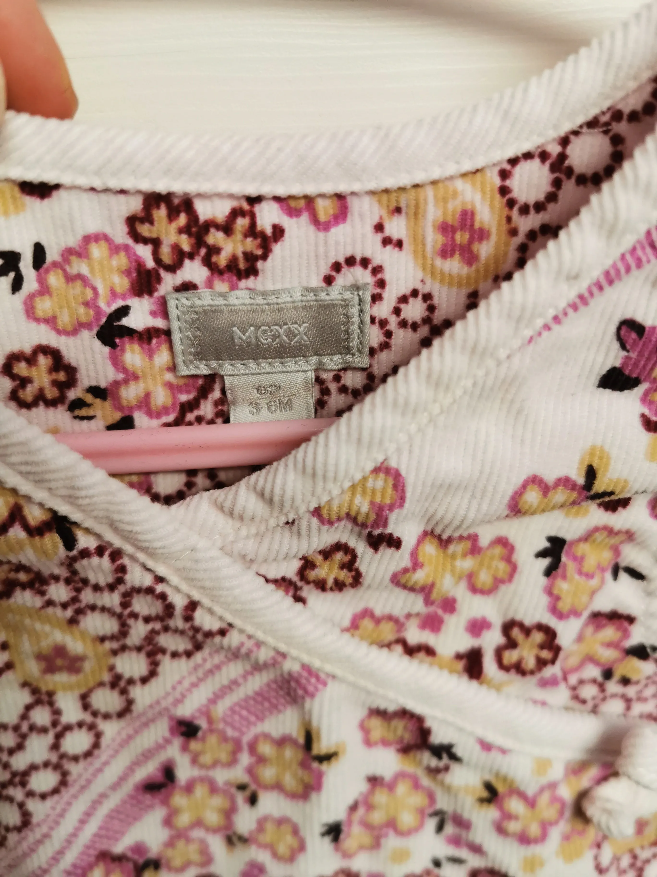 BABY GIRL SIZE 3/6 MONTHS - Baby MEXX, Boho Floral Cordoroy Dress EUC B37