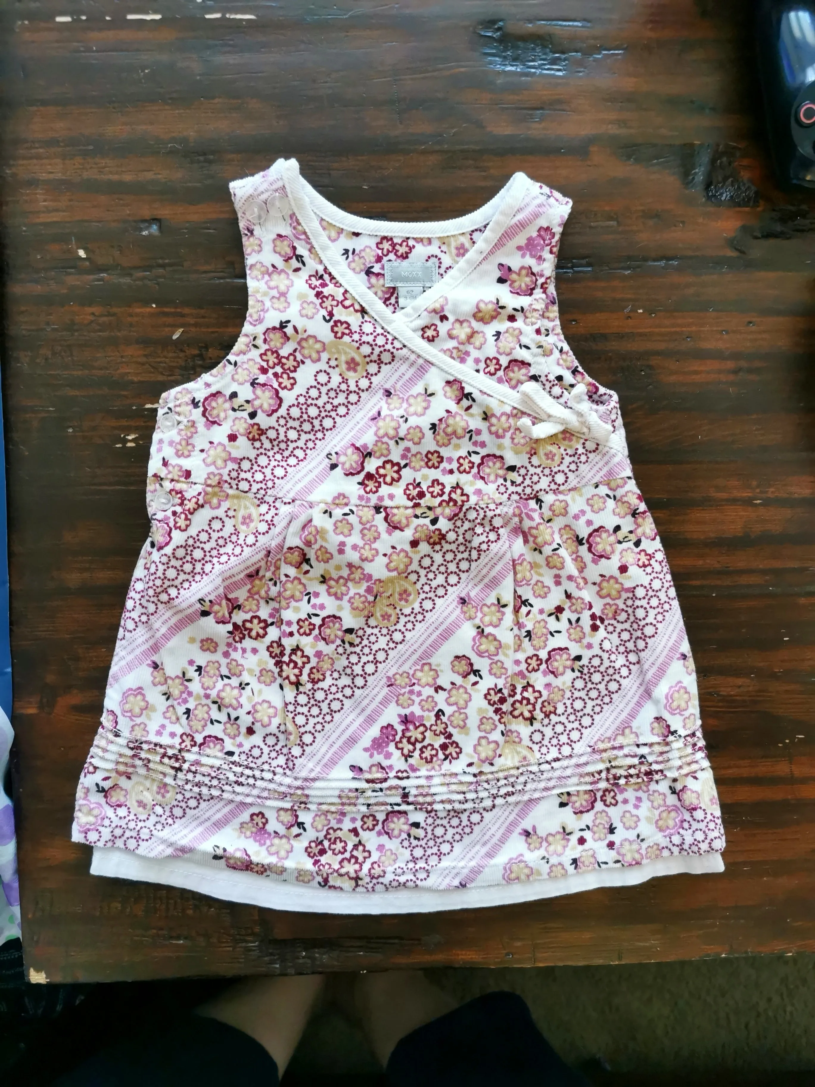 BABY GIRL SIZE 3/6 MONTHS - Baby MEXX, Boho Floral Cordoroy Dress EUC B37