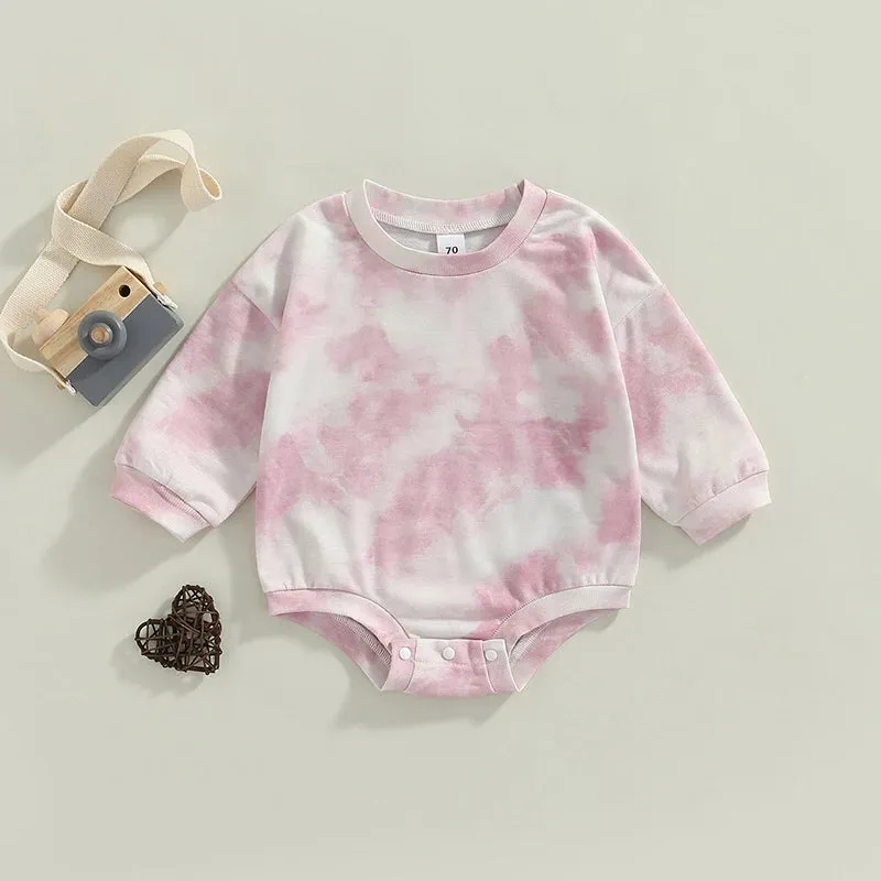 Baby Girls Boys Tie-Dye Romper Long Sleeve