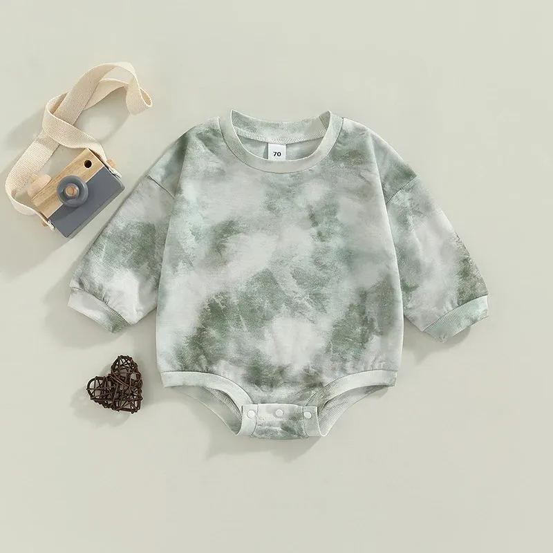 Baby Girls Boys Tie-Dye Romper Long Sleeve