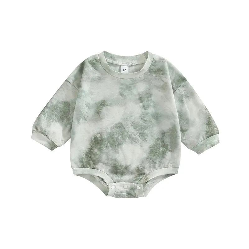 Baby Girls Boys Tie-Dye Romper Long Sleeve