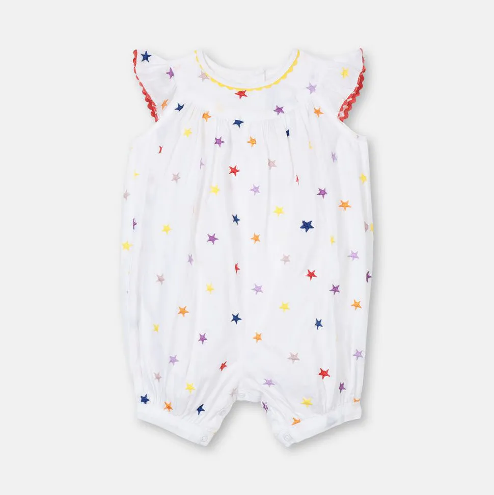 Baby Girls Embroidery Stars All-In-One