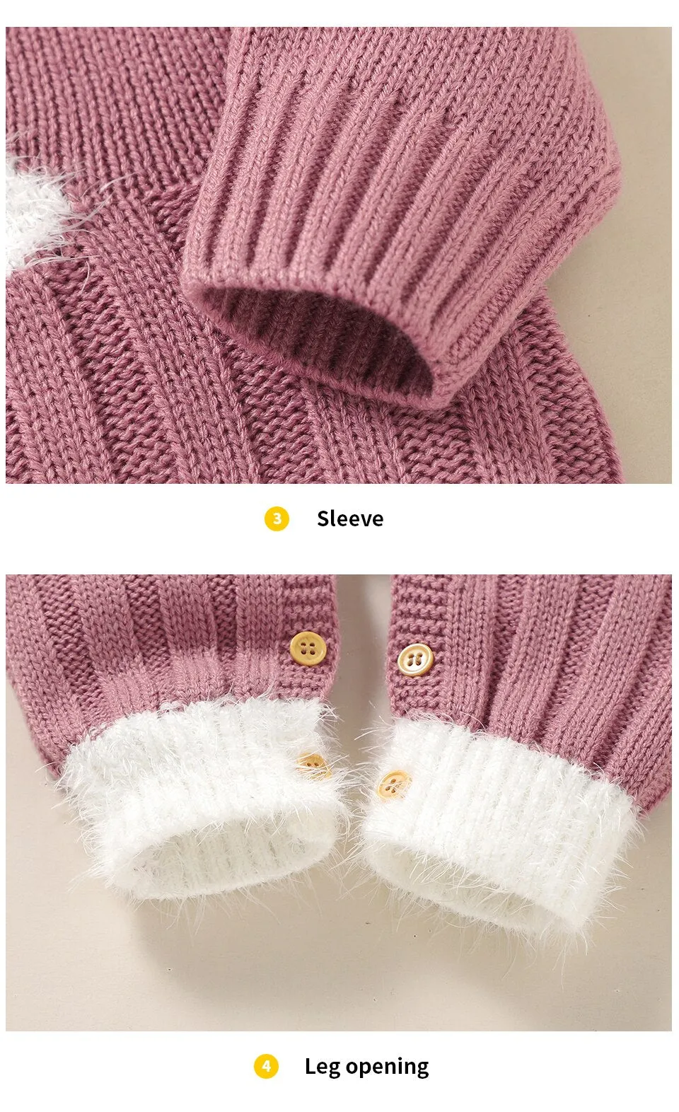 Baby Girls Long Sleeve Knitted Jumpsuit - Pink