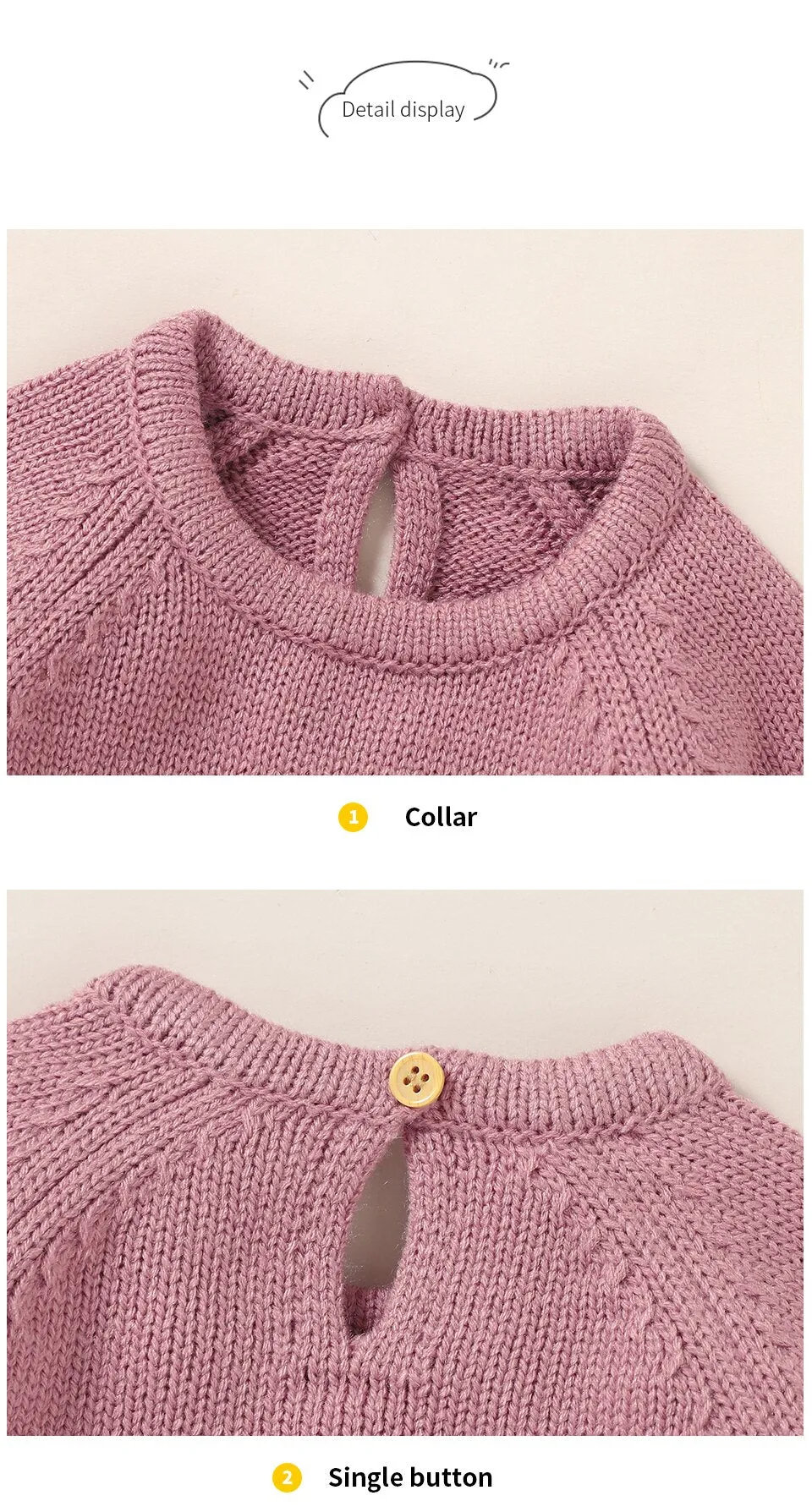 Baby Girls Long Sleeve Knitted Jumpsuit - Pink