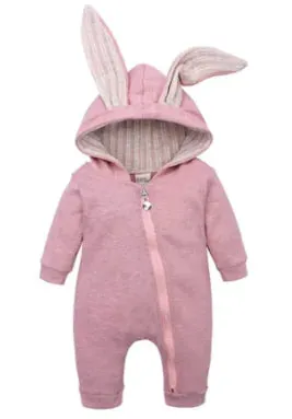 Baby Girl's or Boy's Onesie - Rabbit Ear Hooded Design - 100% Cotton