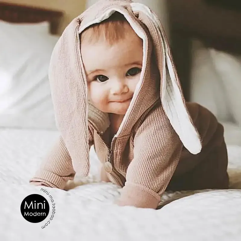 Baby Girl's or Boy's Onesie - Rabbit Ear Hooded Design - 100% Cotton