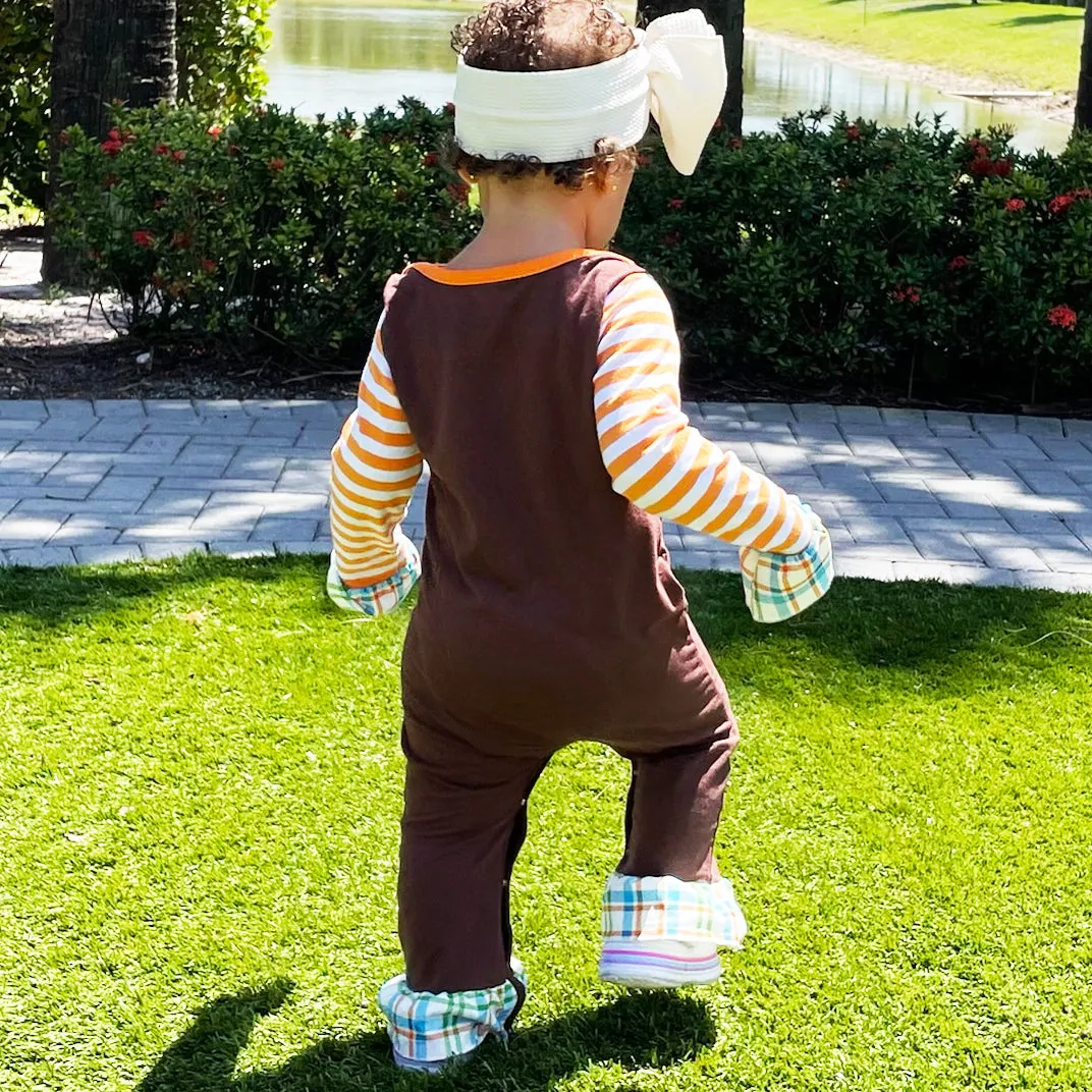 Baby Girls Orange Pumpkin Thanksgiving Autumn Holiday Cotton Romper