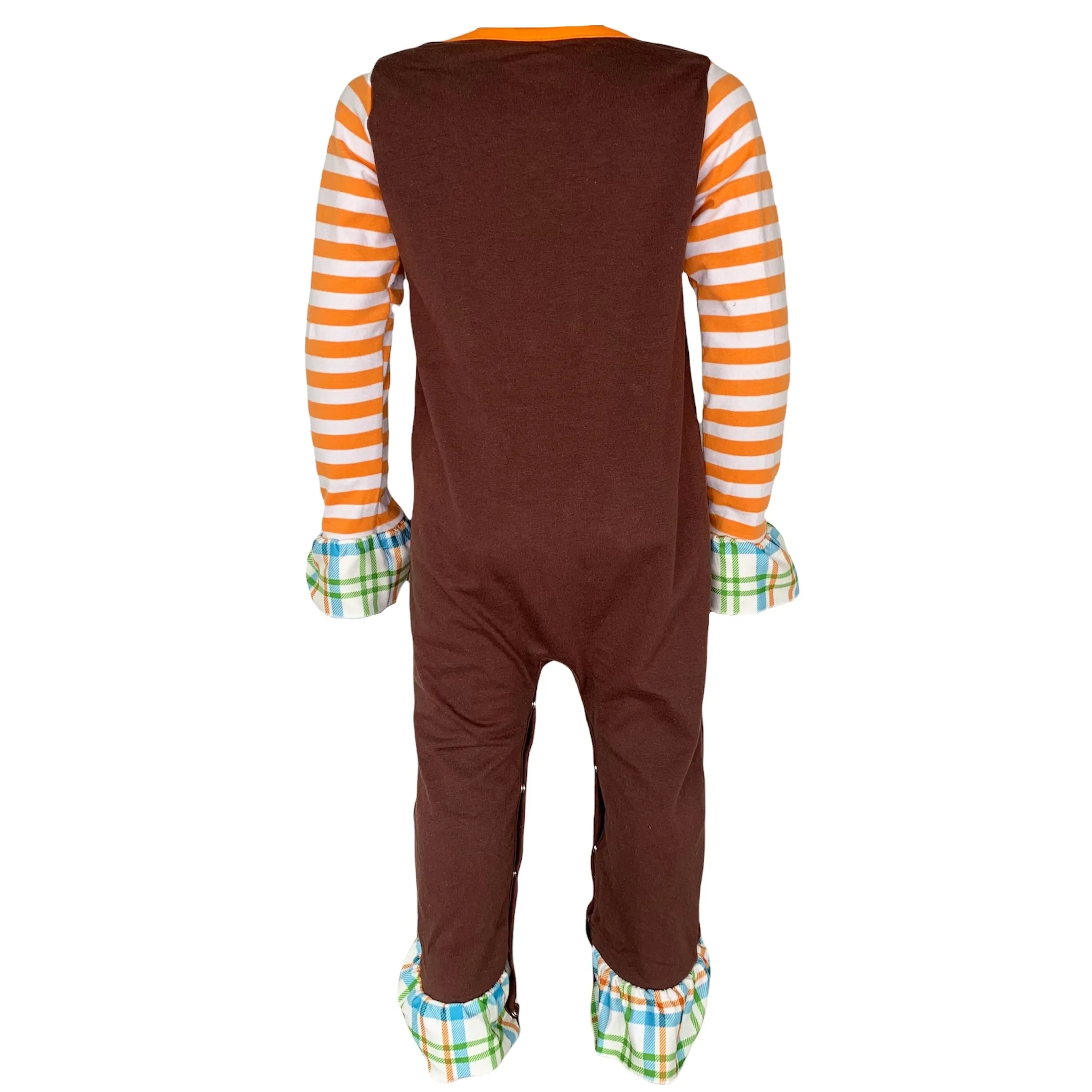 Baby Girls Orange Pumpkin Thanksgiving Autumn Holiday Cotton Romper