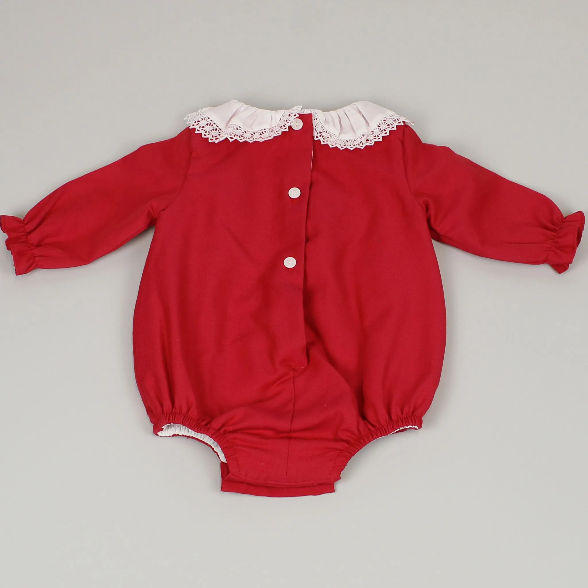 Baby Girls Red Traditional Smocked Romper