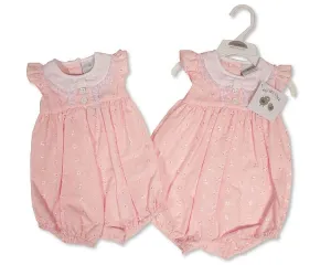 Baby Girls Romper with Lace and Embroidery (NB-6m) (PK6) BIS-2120-6255