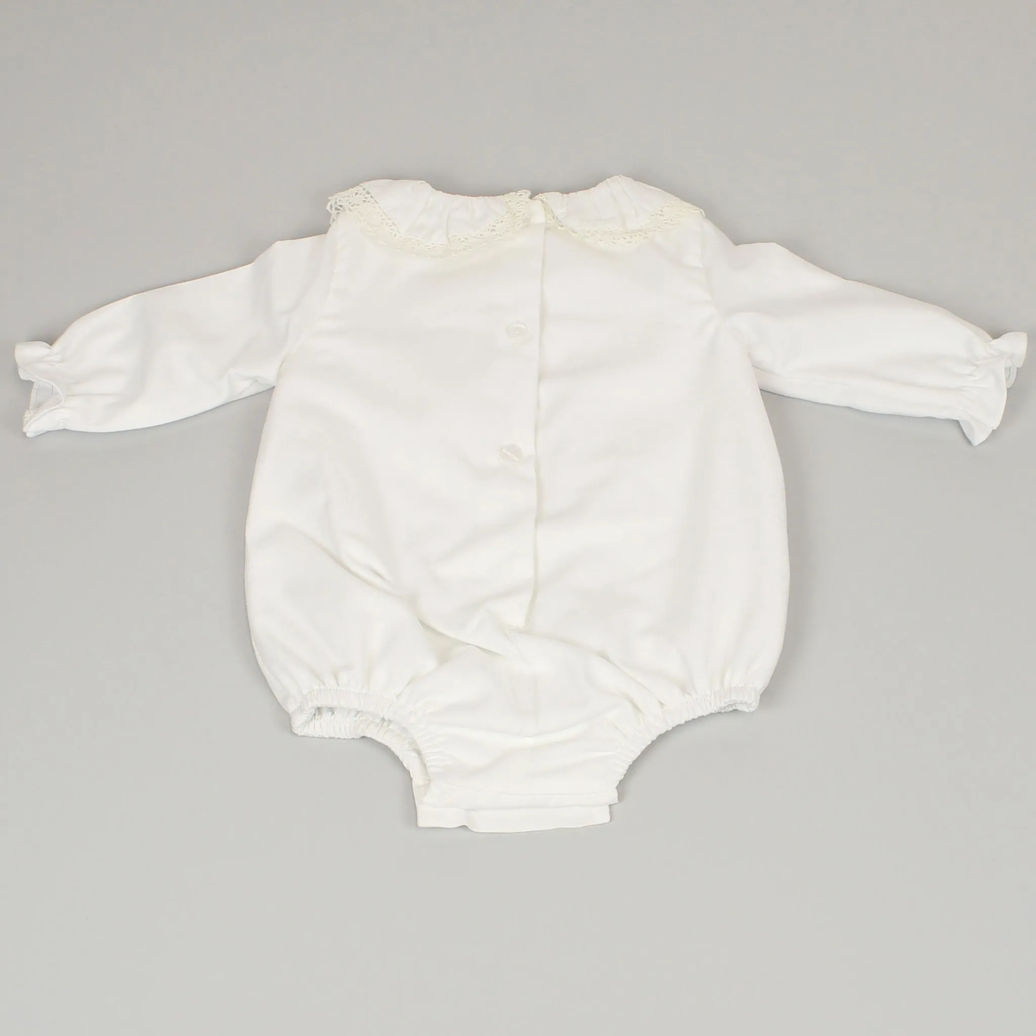 Baby Girls White/Red Traditional Smocked Romper
