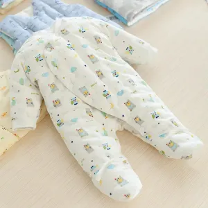 Baby Pure Cotton Thickened One-piece Clothes Newborn Warm Ha Clothes Newborn Baby Foot Wrapped Cotton Clothes Autumn and Winter Clothes