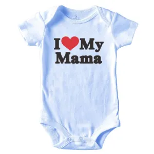 Baby Romper Love Mama Blue