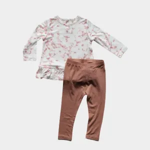Babysprouts Peplum   Leggings Set in Tie Dye Rose