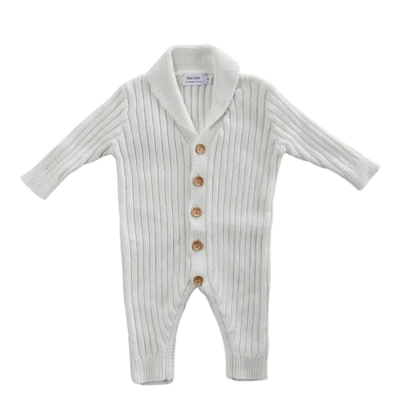 Bare Bebé - Ribbed Knit Romper | Daisy White