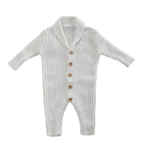 Bare Bebé - Ribbed Knit Romper | Daisy White