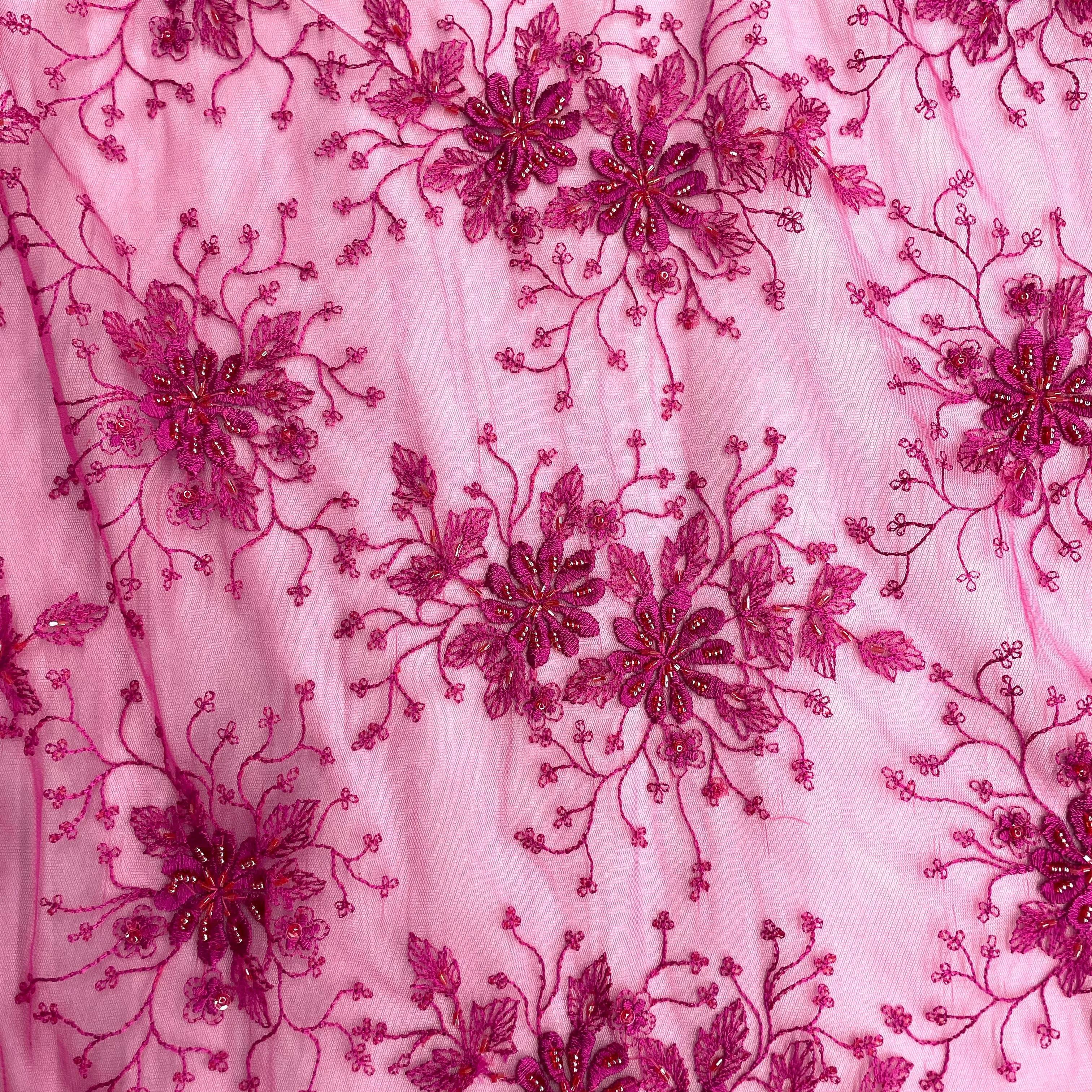 Beaded Lace Fabric Embroidered on 100% Polyester Net Mesh | Lace USA - 41976W-BP