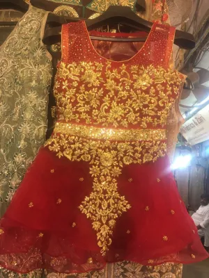 Beautiful wedding party paplam in red and golden color Model # P 853