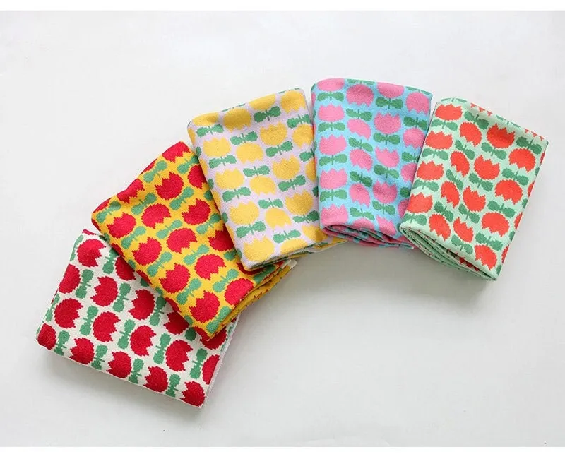 Berry Tulips Polyester Knit Fabric - In 5 Colors- 57 Inches Wide - By the Yard / 53948
