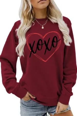 BerryBetty - Thin Line Heart Letter Graphic Sweatshirt