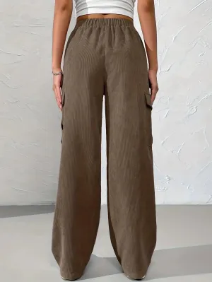 Bertille® | Corduroy Wide Leg Cargo Pants