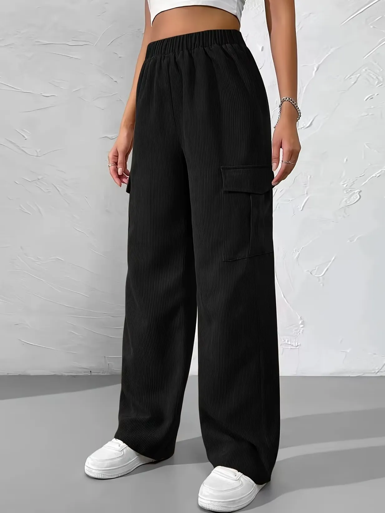 Bertille® | Corduroy Wide Leg Cargo Pants