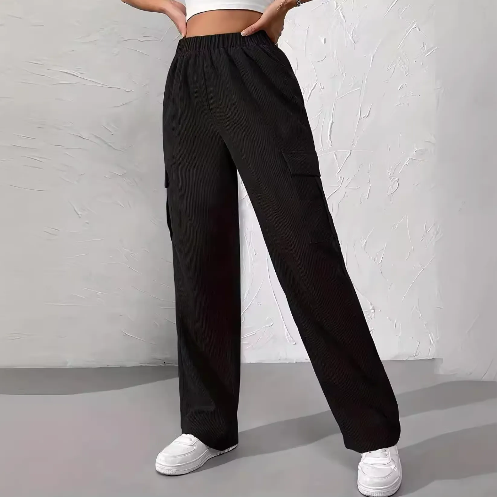 Bertille® | Corduroy Wide Leg Cargo Pants