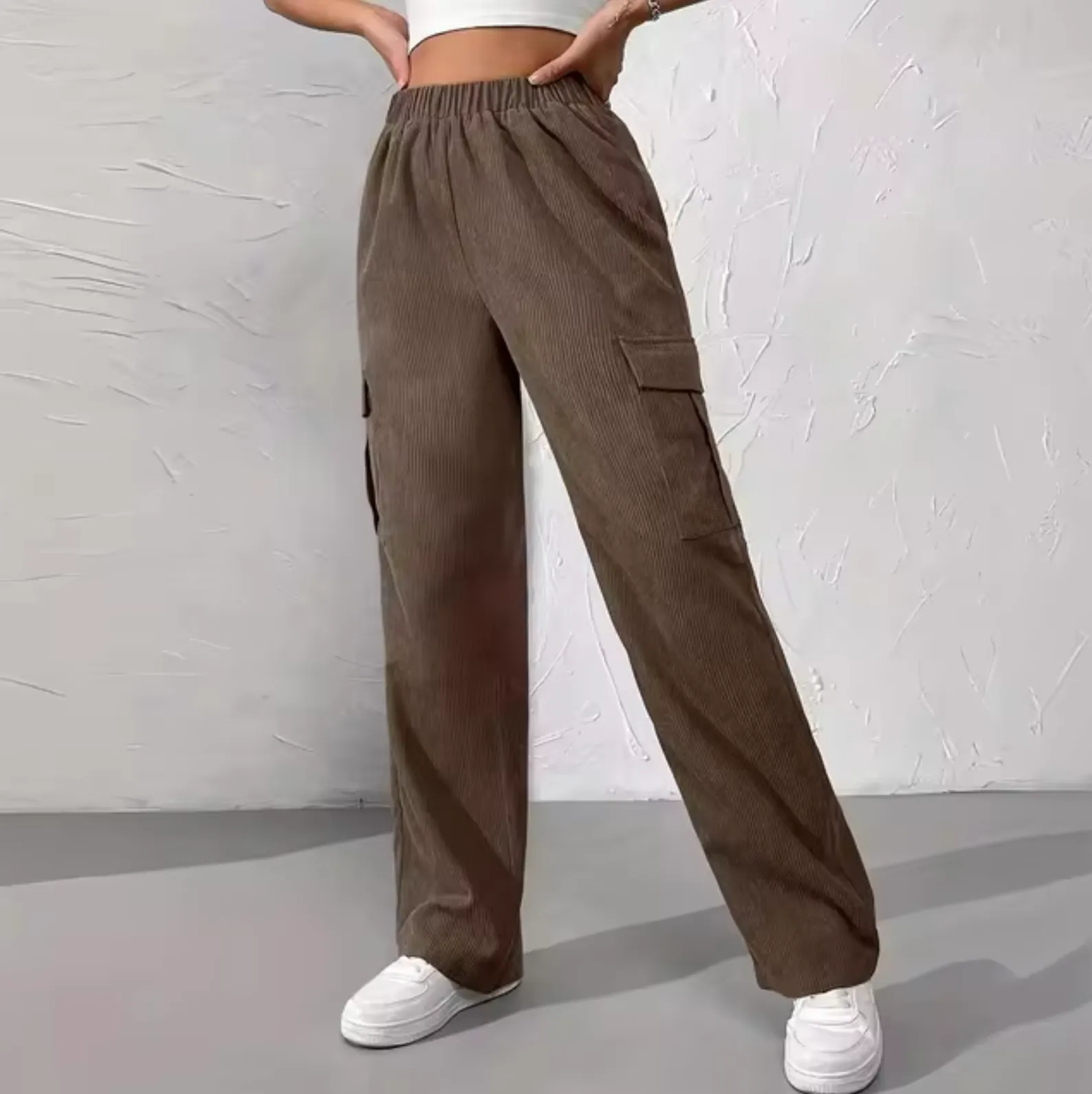 Bertille® | Corduroy Wide Leg Cargo Pants