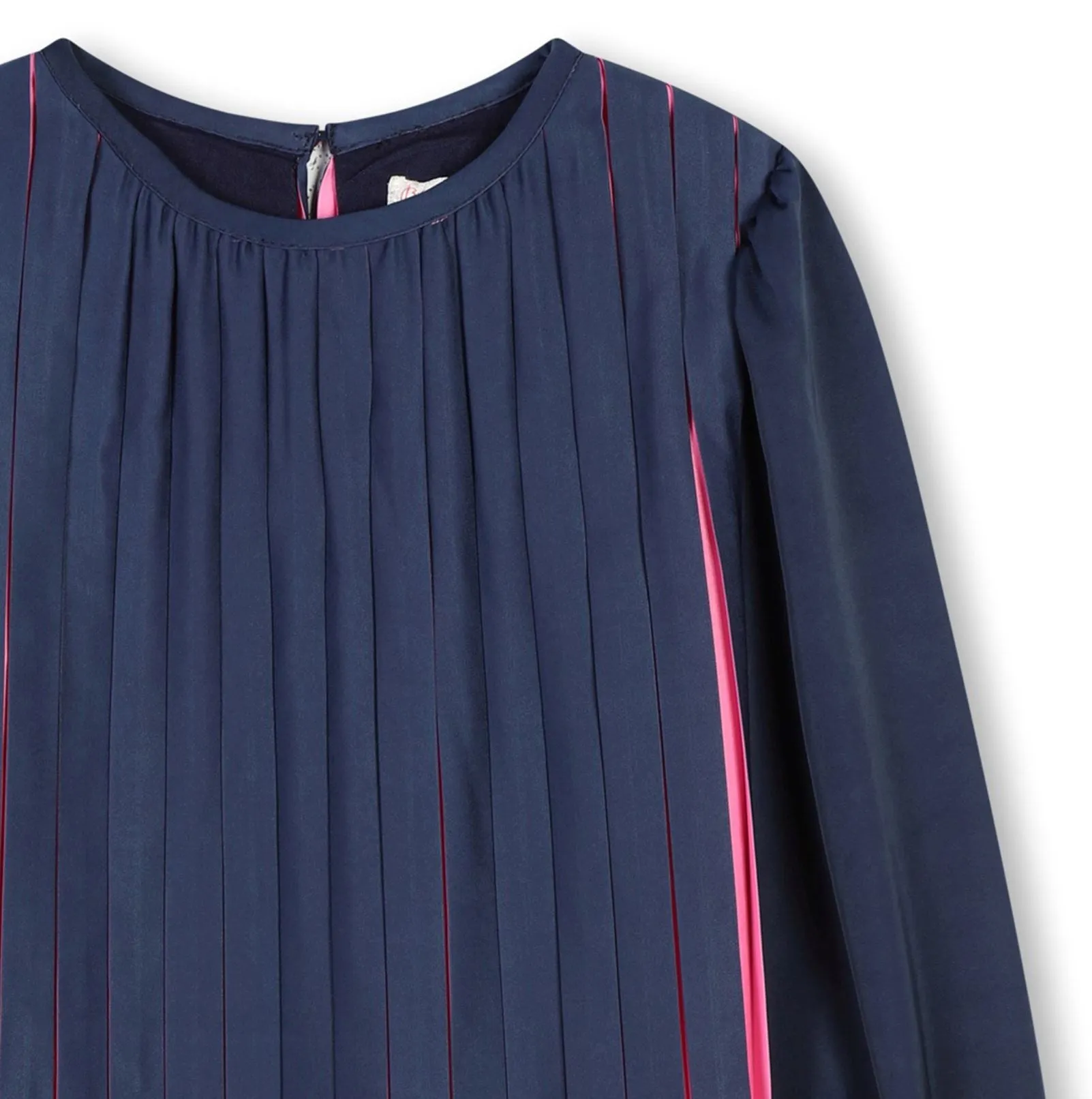 Billieblush Long Sleeve Pleated Dress With Pink Highlights