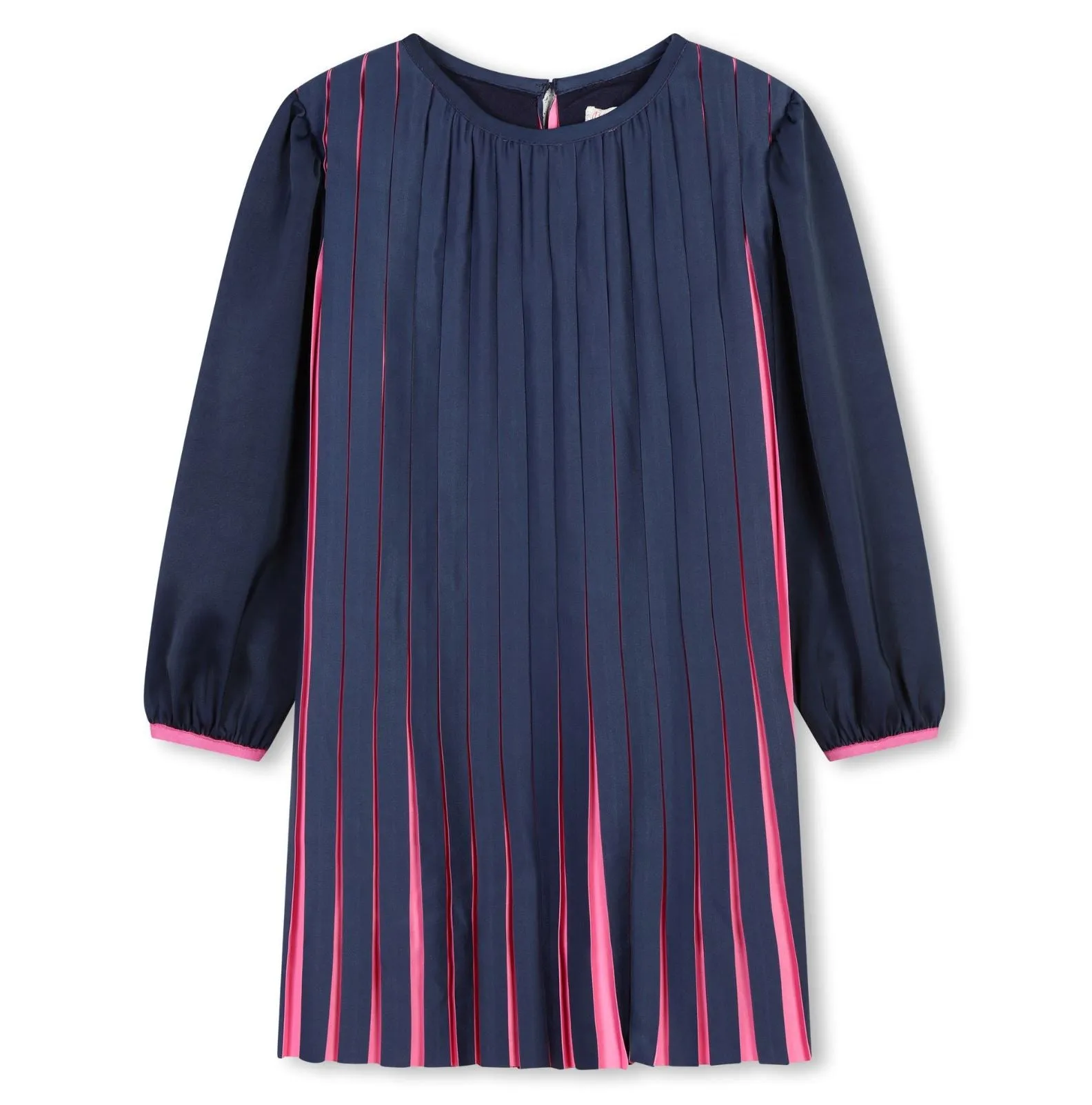 Billieblush Long Sleeve Pleated Dress With Pink Highlights