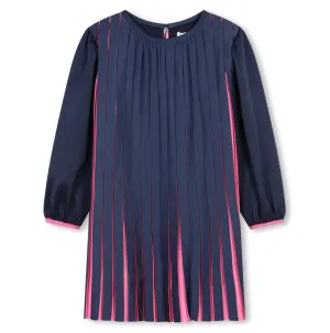 Billieblush Long Sleeve Pleated Dress With Pink Highlights
