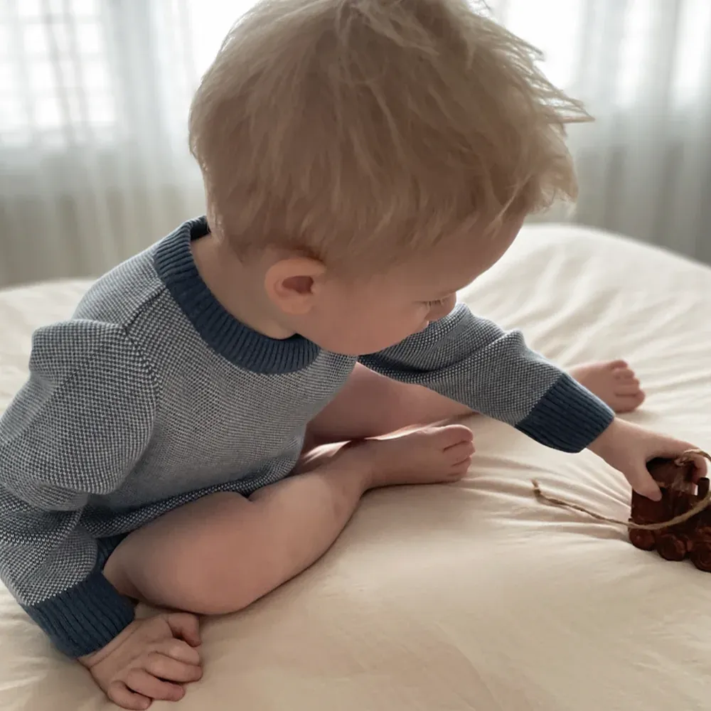 Birdseye Romper - Blue