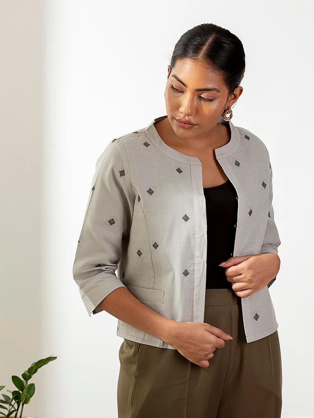 Black Bhutta Cotton Jacket