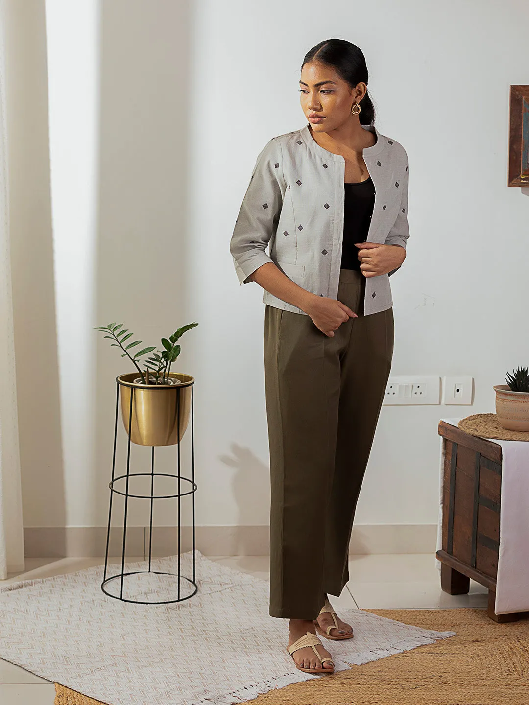Black Bhutta Cotton Jacket